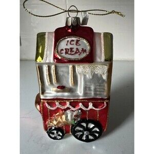 Ice Cream Cart Glass Ornament Old World Christmas OWC In Box